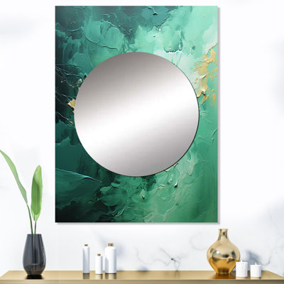 Emerald Euphoria I - miroir décoratif paysager, miroir mural moderne, impression d'art en métal