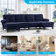 Canapé modulaire 110 po convertible en forme de L et en U, canapé en velours côtelé avec deux coussins de soutien et 2 repose-pieds-319050310