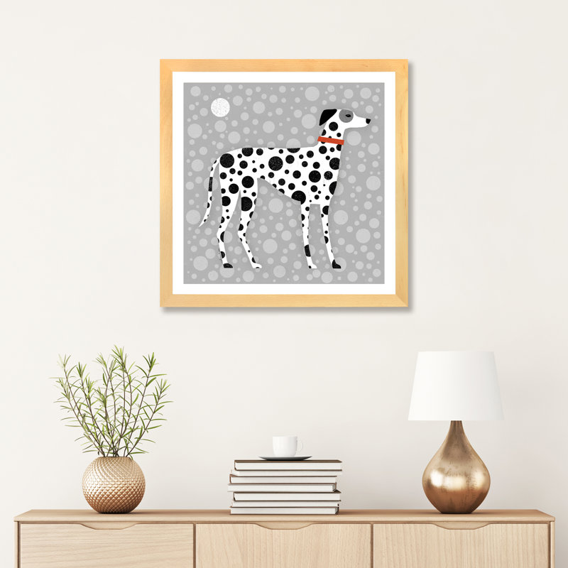 Dalmatien par Terry Runyan - impression, Blanc, Papier avec cadre beige, H 24 po x l 24 po x p 1 po