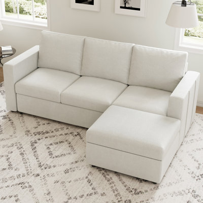 Rafael 5-Piece Chenille Apartment 3-Seat Sofa Sectional Sofa With Storage Ottoman