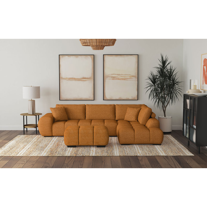 Canapé modulaire rembourré Gulshana, Tissu ambré