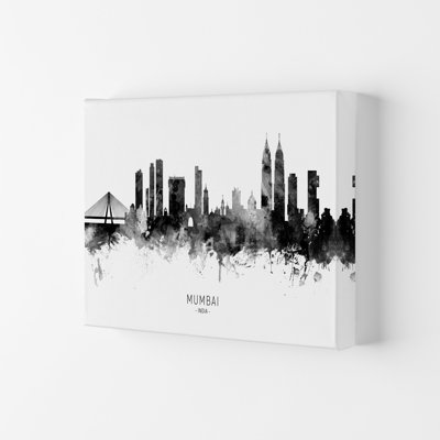 Mumbai India Skyline Black White City Name by Michael Tompsett - Print