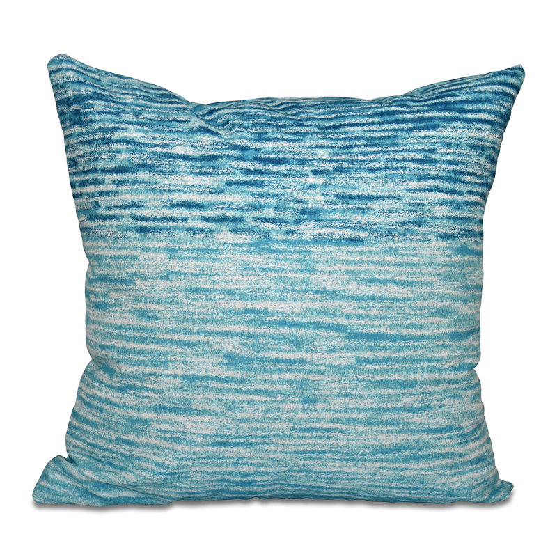 Beach Vacation Striped Reversible Throw Pillow, 16" H x 16" W, Teal