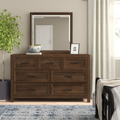 Craigsville Solid Wood 63'' W 7 - Drawer Dresser with Mirror