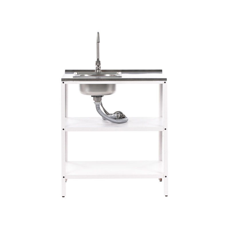 Outdoor Kitchen Island with Sink VILAMA White
