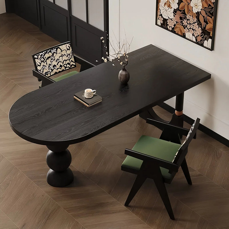 Retro solid wood dining table - sturdy table legs, 29.52"H x 55.11"L x 27.55"W