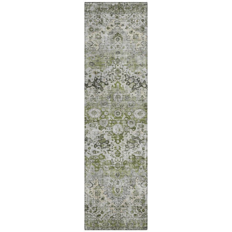 Machine Washable Indoor/Outdoor Xhevrie Aloe Rug, Runner 2'3" x 7'6"