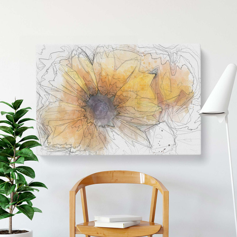 Yellow Coneflowers In Abstract - Wrapped Canvas, 35cm H x 50cm W x 3cm D