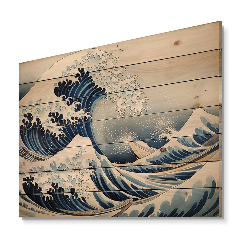 Chef-d'œuvre de la grande vague de Kanagawa IV sur bois, H 10 po x l 20 po x P 0,78 po