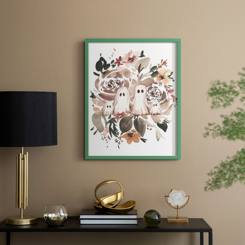 Ghost Family I, reproduction encadrée - bois massif, H 11 po x l 9 po, Vert