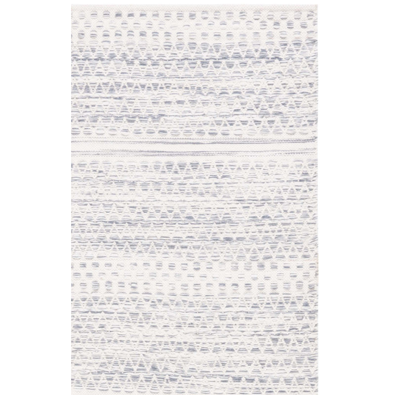 Kilim Hand Woven Wool/Cotton Geometric Rug in Ivory/Dark Gray, Square 6'