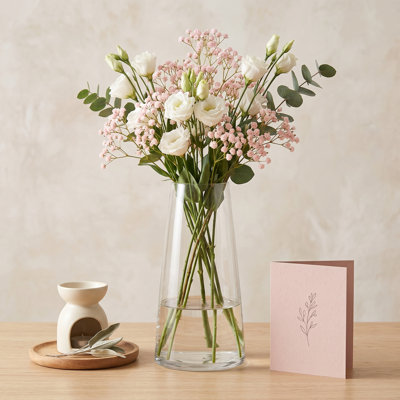 Crystal Clear Modern Glass Vase for Home or Office Decor, Simple and Elegant Design