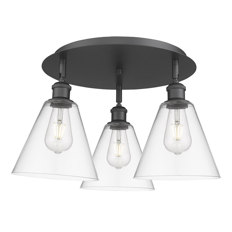 Berek Glass Flush Mount, Clear, Matte Black