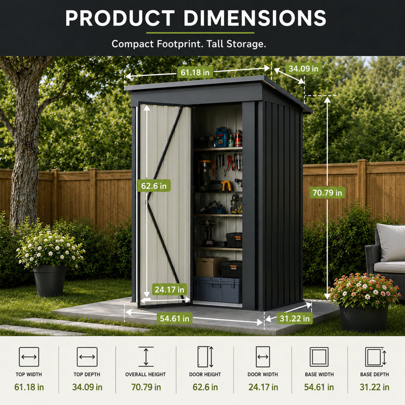5 ft. W x 3 ft. D Outdoor Metal Storage Shed with Lockable Door