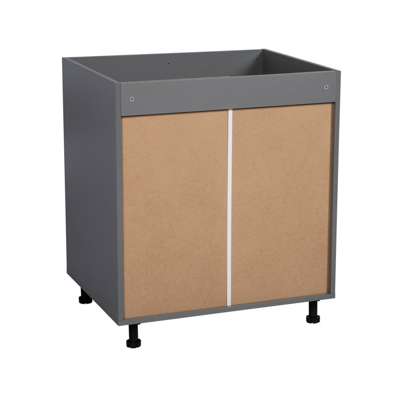 Armoires de base 30 po - Double porte haute - Gris, H 34,5 po x l 30 po, Teck naturel