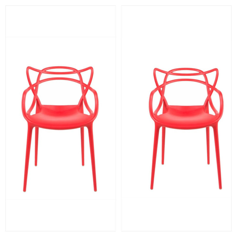Chaise avec accoudoirs empilable Dunkle, Rouge