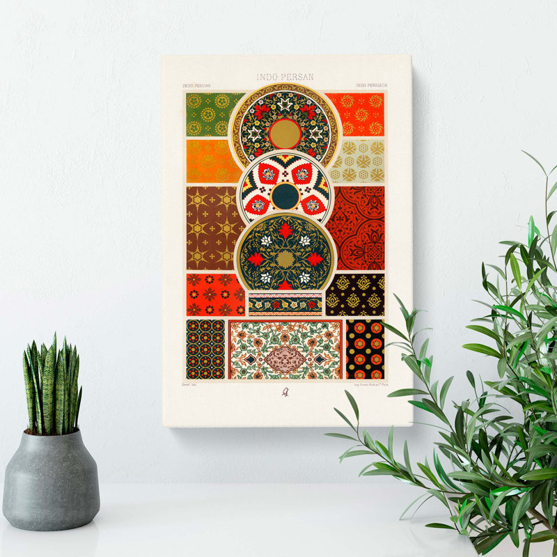 Indo-Persian Themed Patterns by Albert Racinet - Wrapped Canvas Print, 50cm H x 35cm W x 3cm D