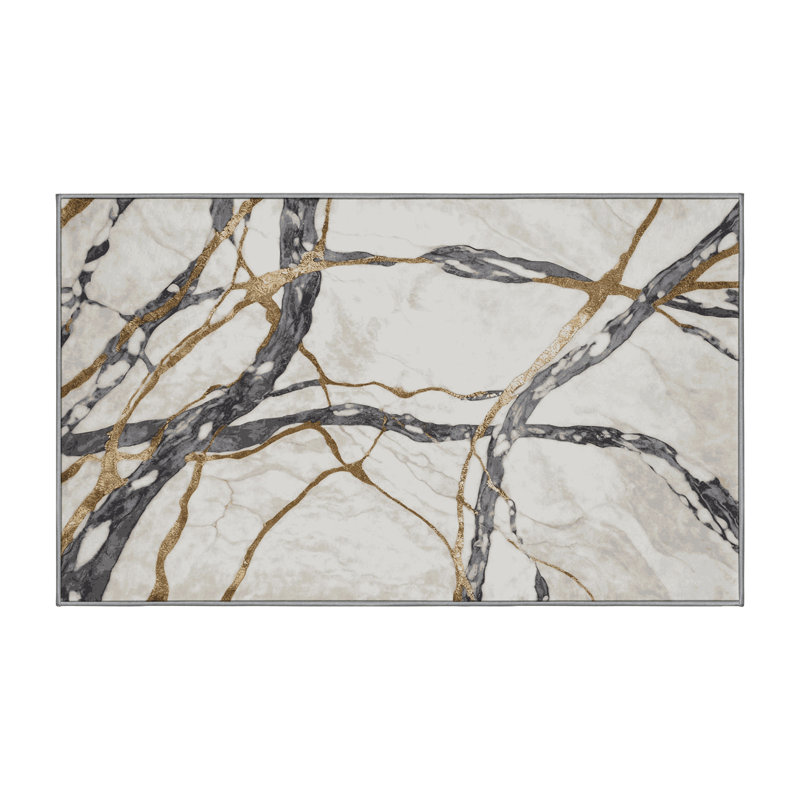 Machine Washable Gray Area Rug, Rectangle 2' x 3'