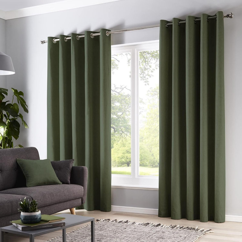 100% Cotton Room Darkening Curtain Panel Pair