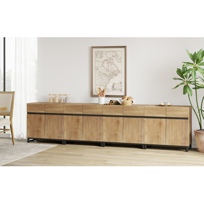 Aadam 4-In-1 Multifunctional Sideboard Buffet with Adjustable Shelf and Metal Base
