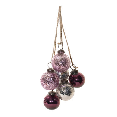 Ornement en forme de boule de verre mauve (ensemble de 2)