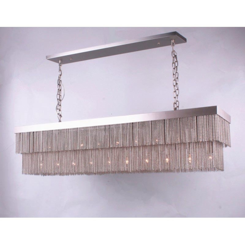 Lustre en métal massif à 8 lumières à 8 niveaux, Argent vieilli, Nickel poli, 20” Wide x 8” Deep x 13 Height