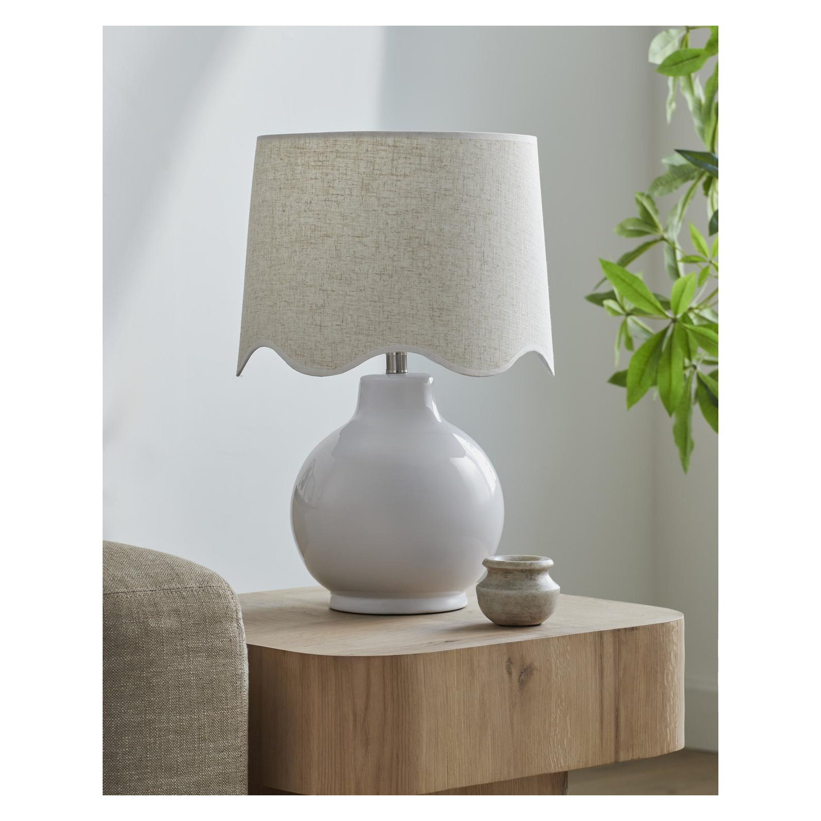 Maura Accent Table Lamp, White, Beige, 22"H x 15"W x 15"D