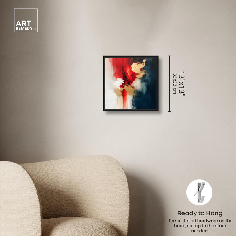 Art Remedy abstrait avec toile dorée, H 13 po x l 13 po, Cadre flottant noir