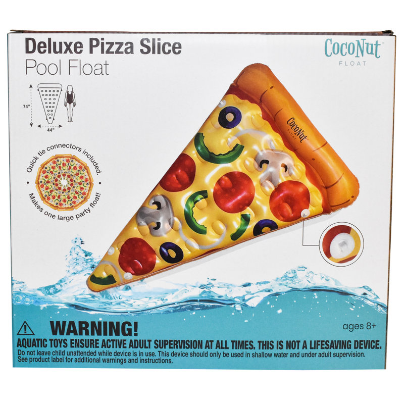 CocoNut Float: Flotteur de piscine à pizza -74x44 ", anti-fuite, durable, connectable, accessoire de fête