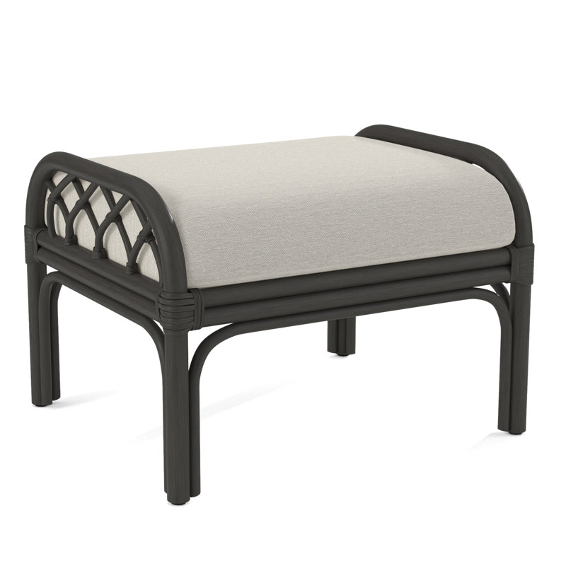 Edgewater Ottoman, Bisque, White Performance Fabric; 0851-94