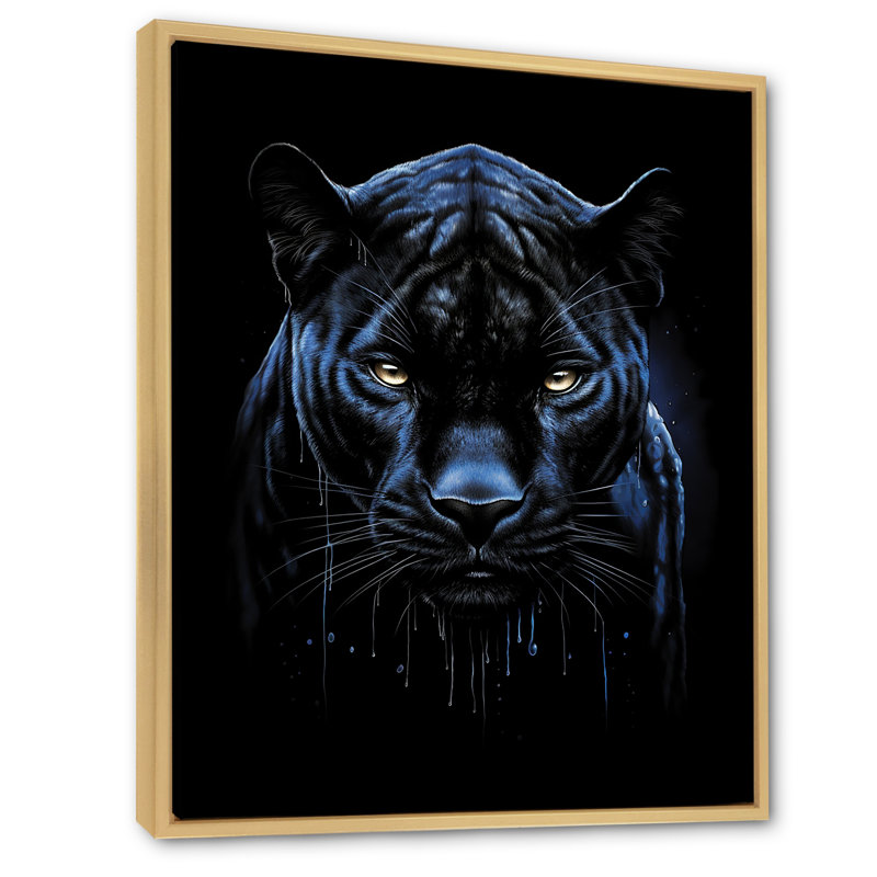 «Black Blue Panther Onyx Majesty Scratch On», reproduction sur toile, H 44 po x l 34 po x P 1,5 po, Cadre naturel flottant