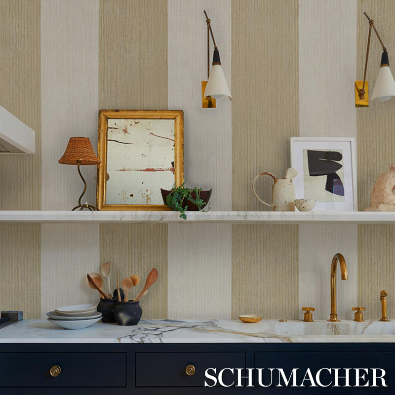 Schumacher X Backdrop Backdrop Painter's Stripe Wallpaper, Tan