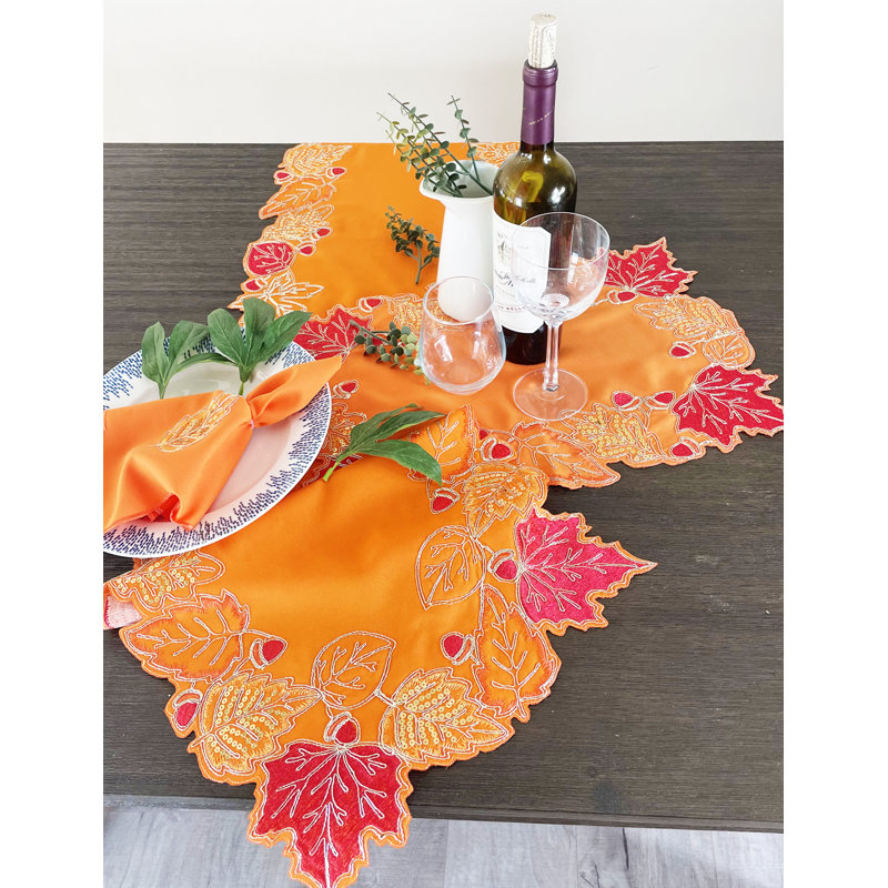 Oyee Floral Thanksgiving Table Runner, 106" x 16" 