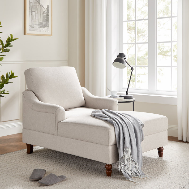 Chaise longue rembourrée l 38,58 po Garit, Beige