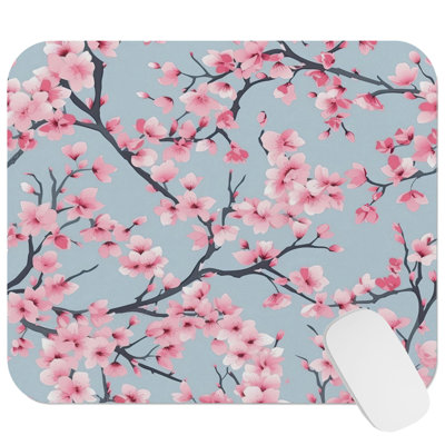 Floral Japanese Sakura Chery Blossom Flowers XIII Asian Gaming Cute Office Laptop Desk Pad Gift Mat Square Rectangle Non-Slip Mousepad