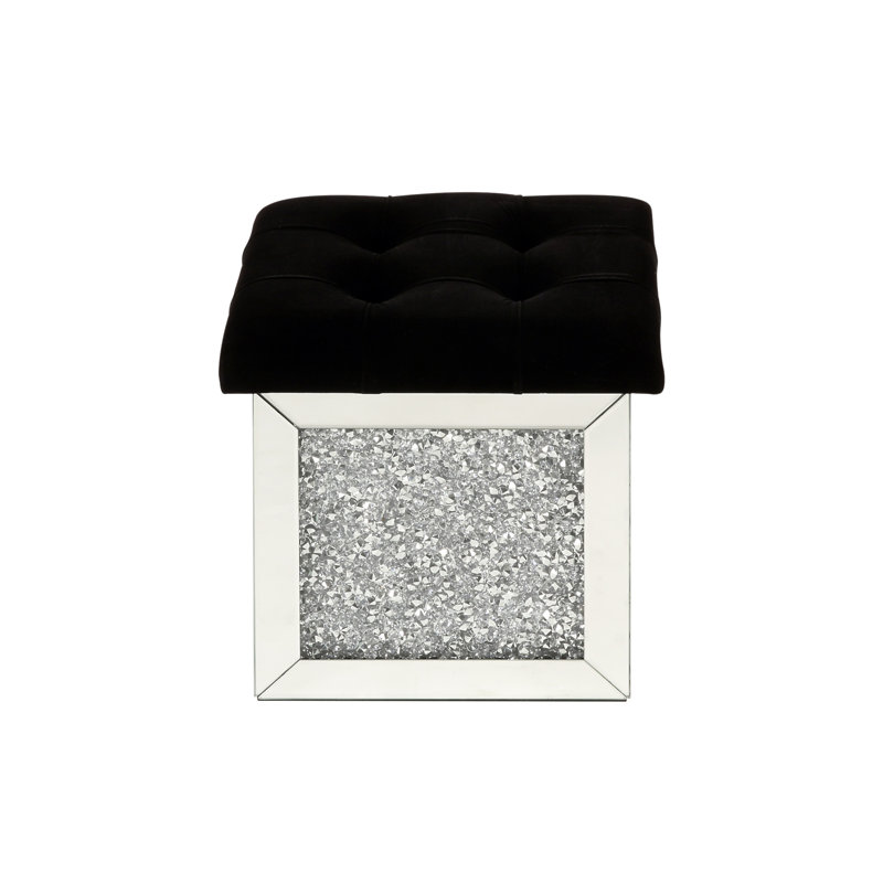 OTTOMAN AVEC RANGEMENT Miroir et faux diamants