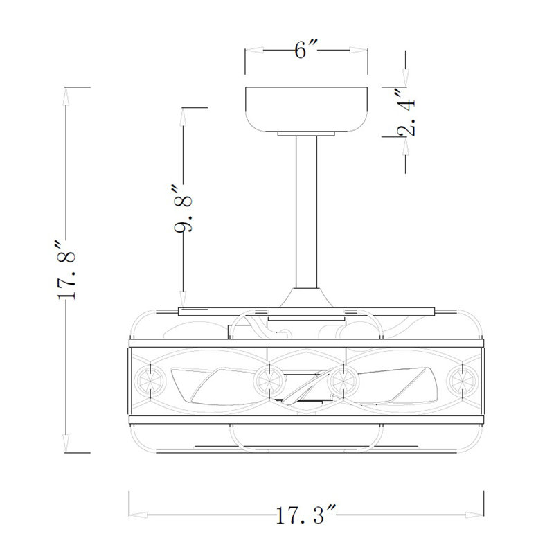 Ventilateur de plafond illuminé Maade Fandelier, Transparent, Blanc