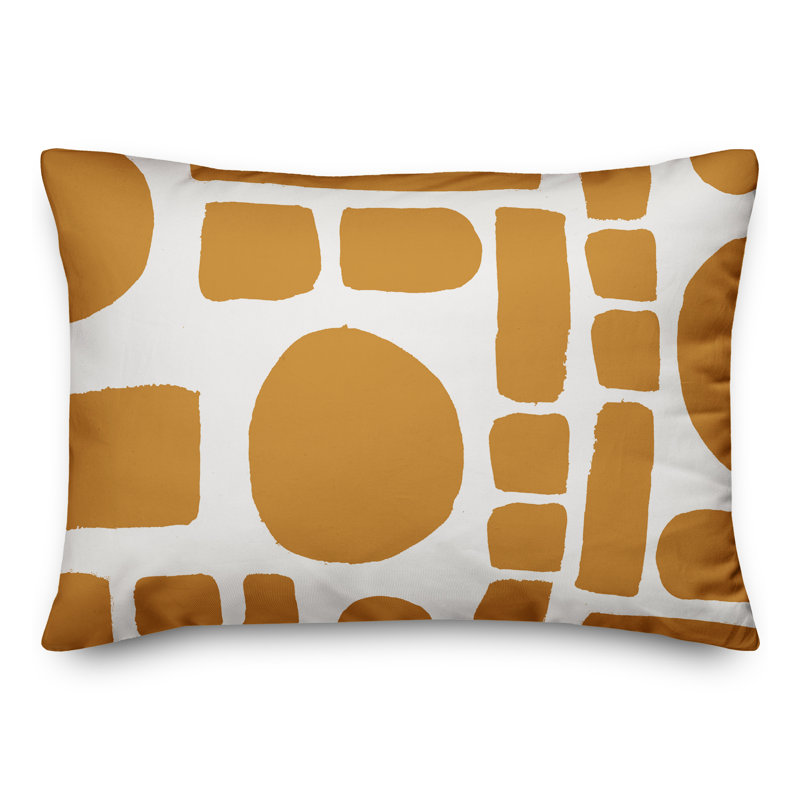  Coussin intérieur / extérieur géométrique, Blanc / Orange / Jaune