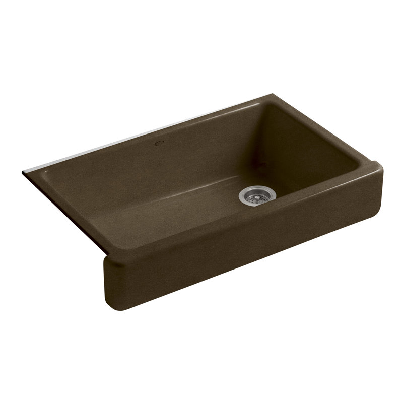 Whitehaven Self-Trimming 36" L x 22" W Farmhouse Kitchen Sink, Black/Tan