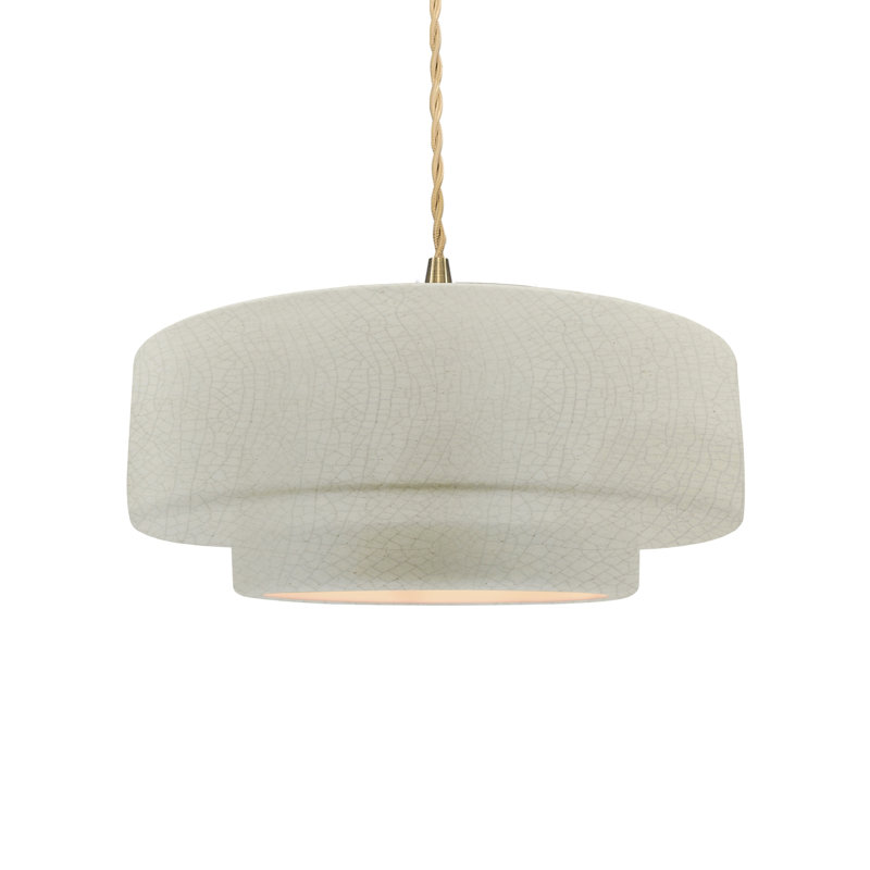 Meydan 1 - Light Single Drop Pendant, White Crackle, Brushed Nickel, 5" H x 12" W x 12" D