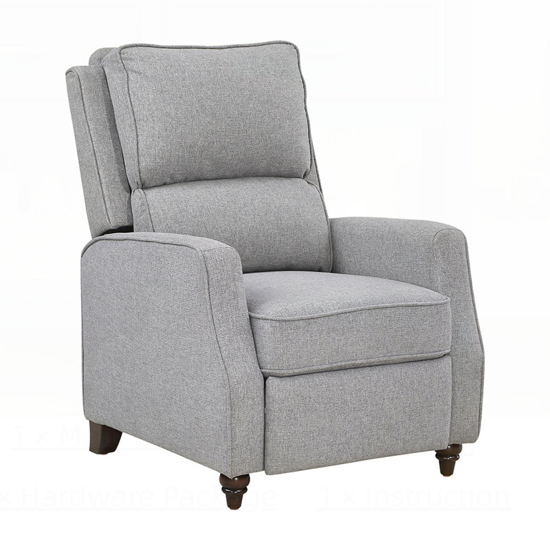 Fabric Upholstered Push Back Reclining Chair, Comfortable and Durable Solid Wood Frame, Transitional Style Furniture for Modern Living