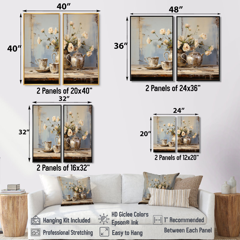 «Food Coffee Tea II», ensemble d'art mural beige, H 36 po x l 48 po, Toile tendue, Ne s’applique pas