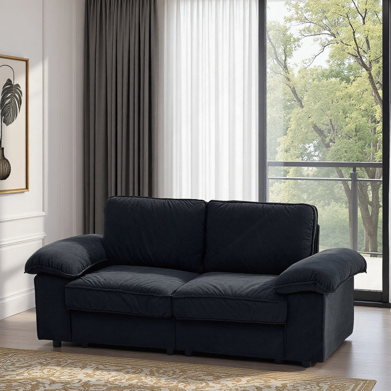 Causeuse compacte à 2 places avec rangement dissimulé, idéale pour les petits appartements et les studios, offrant confort et fonctionnalité