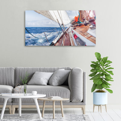 Sailboat in the Sea 1 Piece Wrapped Canvas Wall Art