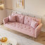 Canapé-lit de 69,7 po de long recouvert de velours rose avec garniture cloutée et coussin décoratif assorti-1609339490