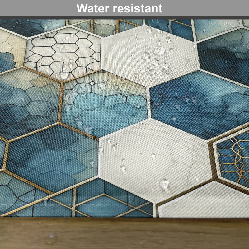 Dark Turquoise and Ivory Watercolor Honeycomb Placemat Set