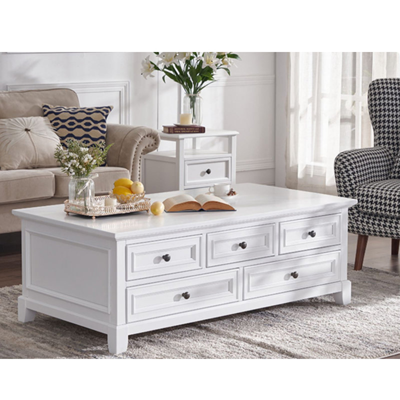 Simple American-style coffee table, White