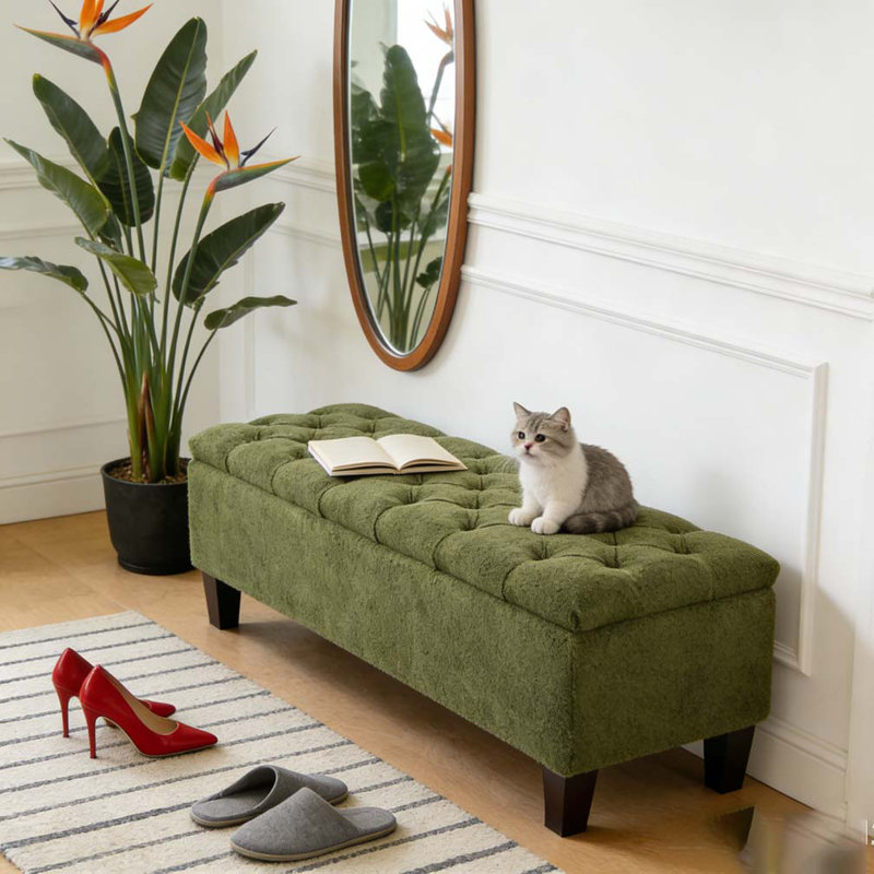 Bench with Storage, Green