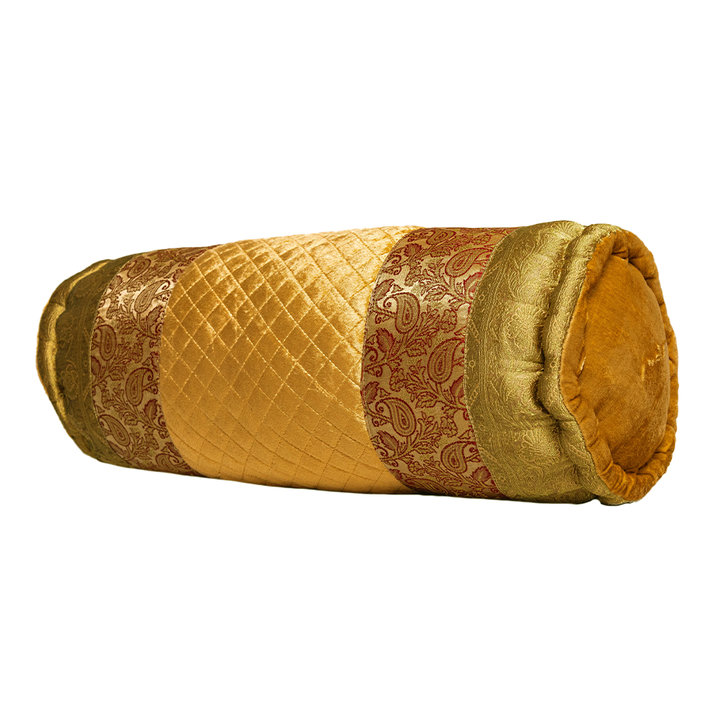 OREILLER VELA VELVET BOLSTER, Motif floral jaune