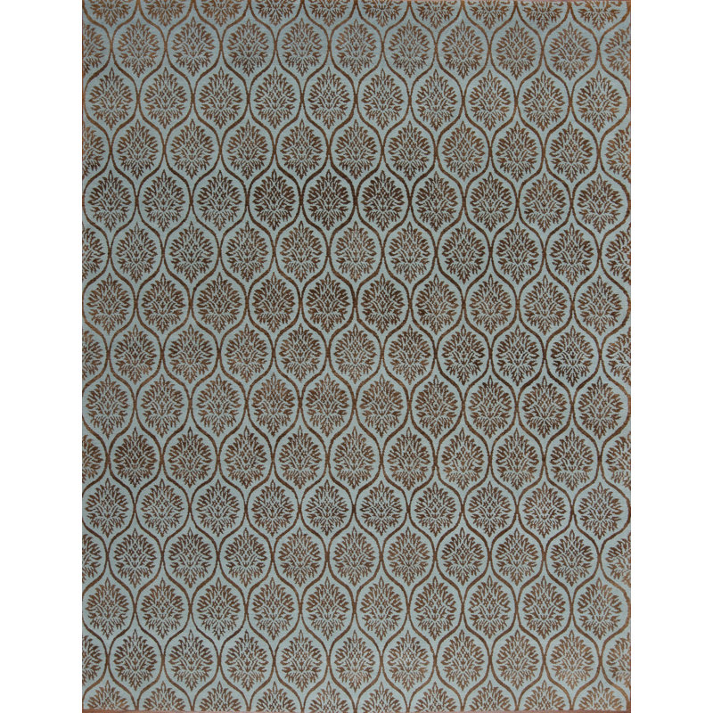 Modern Tibet Hand Knotted Geometric Area Rug, Rectangle 6' x 9'